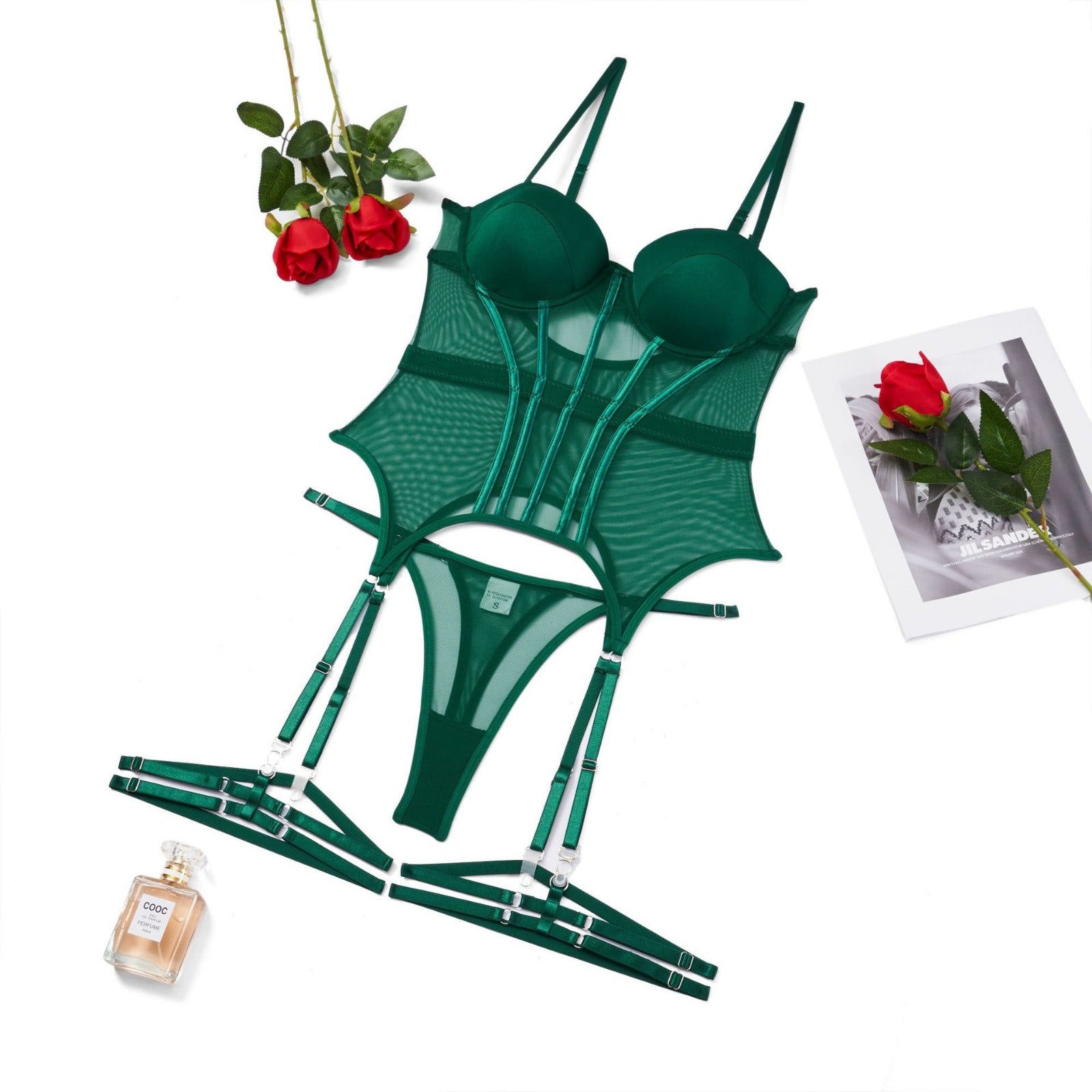 Hot Satin Bustier Lingerie Set - Lovegood Lingerie