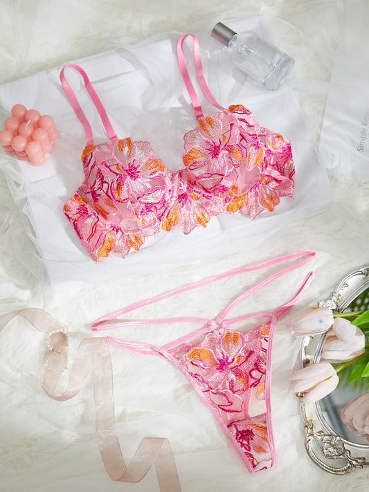 Floral Embroidered Coastal Lingerie Set - Lovegood Lingerie