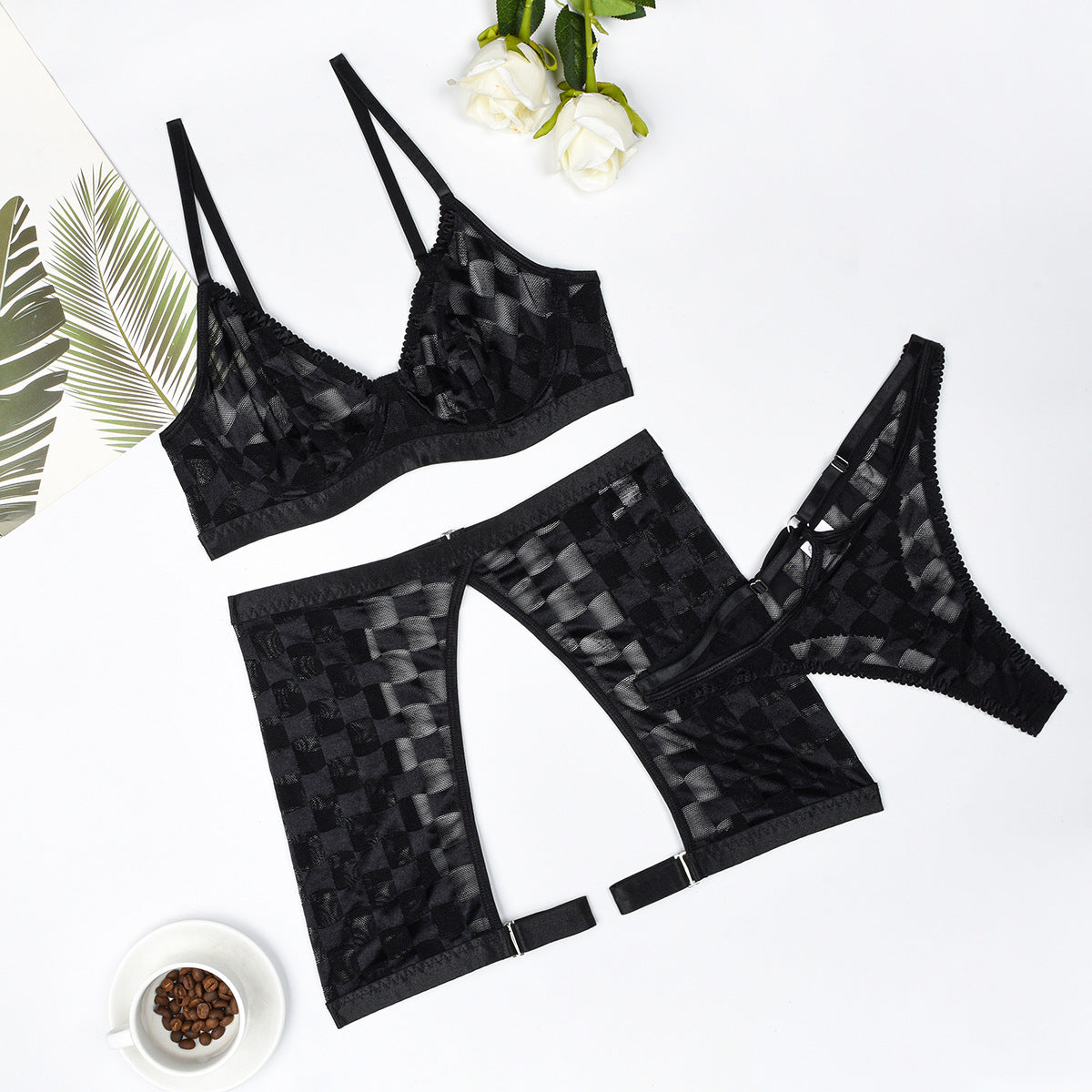 Checkered Naughty Lingerie Set