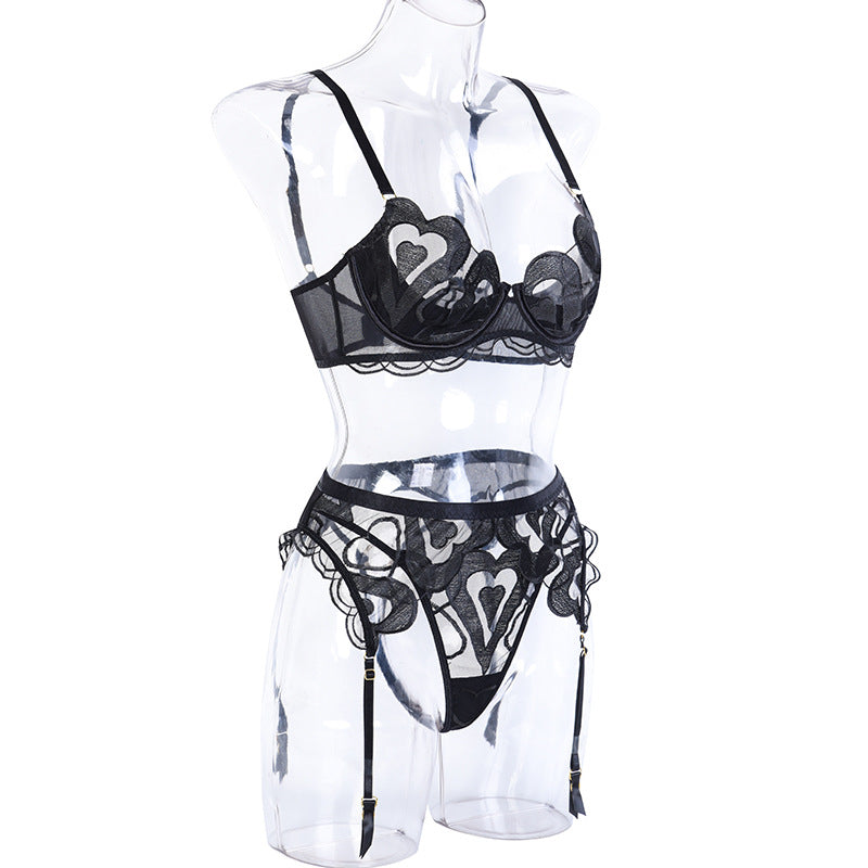 Hearts Lingerie Set - Black