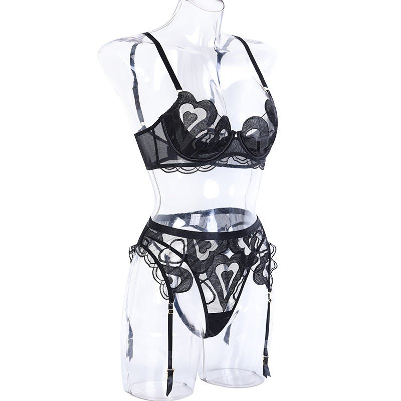 Hearts Lingerie Set - Black - Lovegood Lingerie