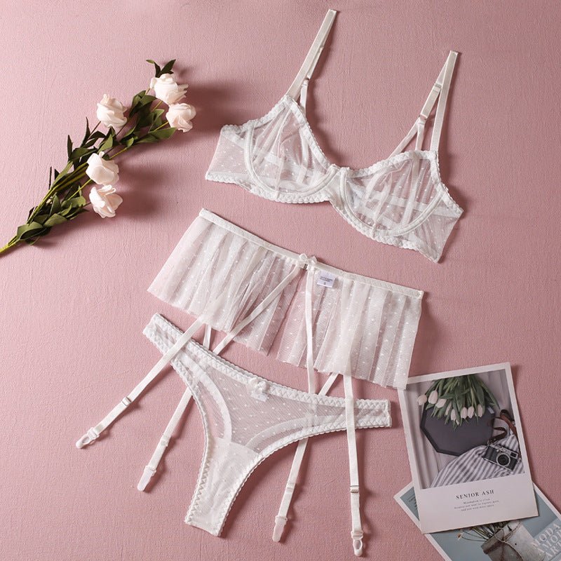Classic White Lingerie Set With Straps , wedding night lingerie