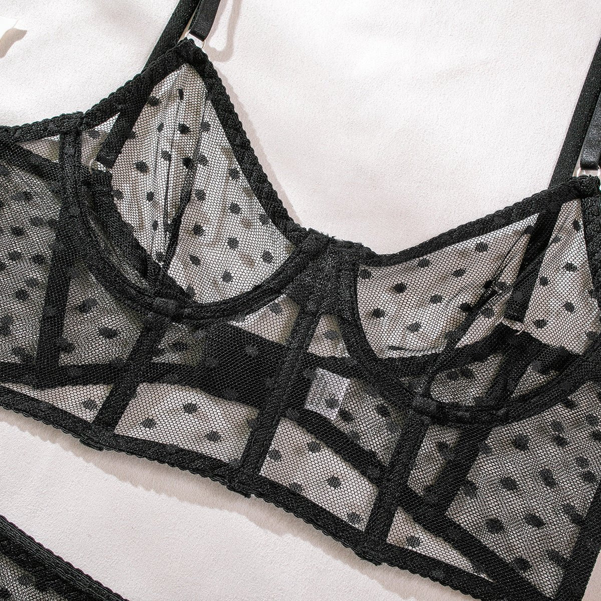 Fiona Polka Dotted Bustier - White, Black, & Red - Lovegood Lingerie