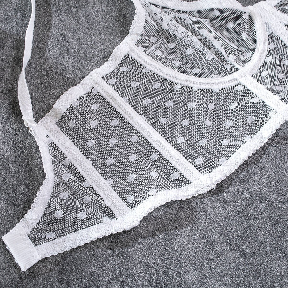 Fiona Polka Dotted Bustier - White, Black, & Red - Lovegood Lingerie