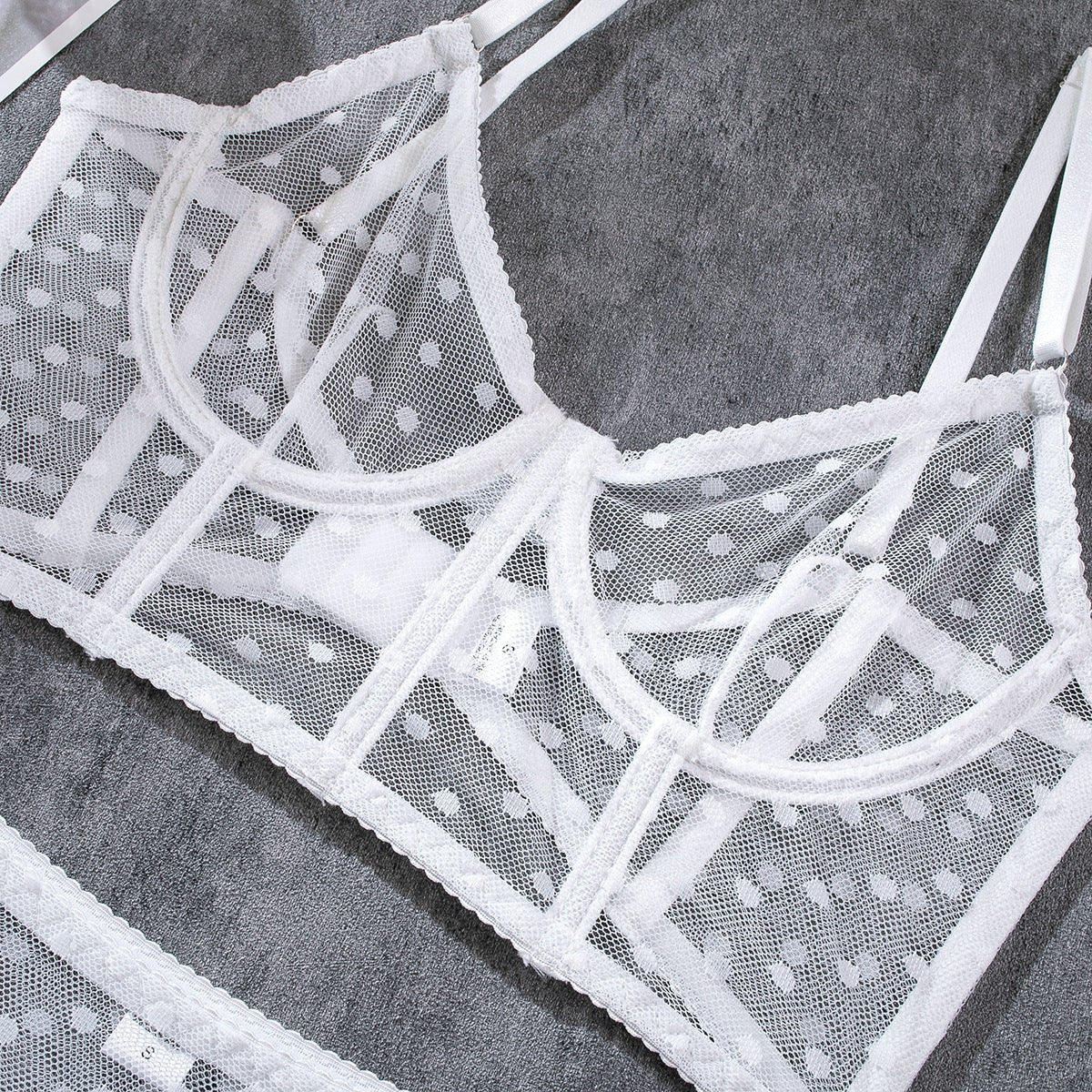 Fiona Polka Dotted Bustier - White, Black, & Red - Lovegood Lingerie