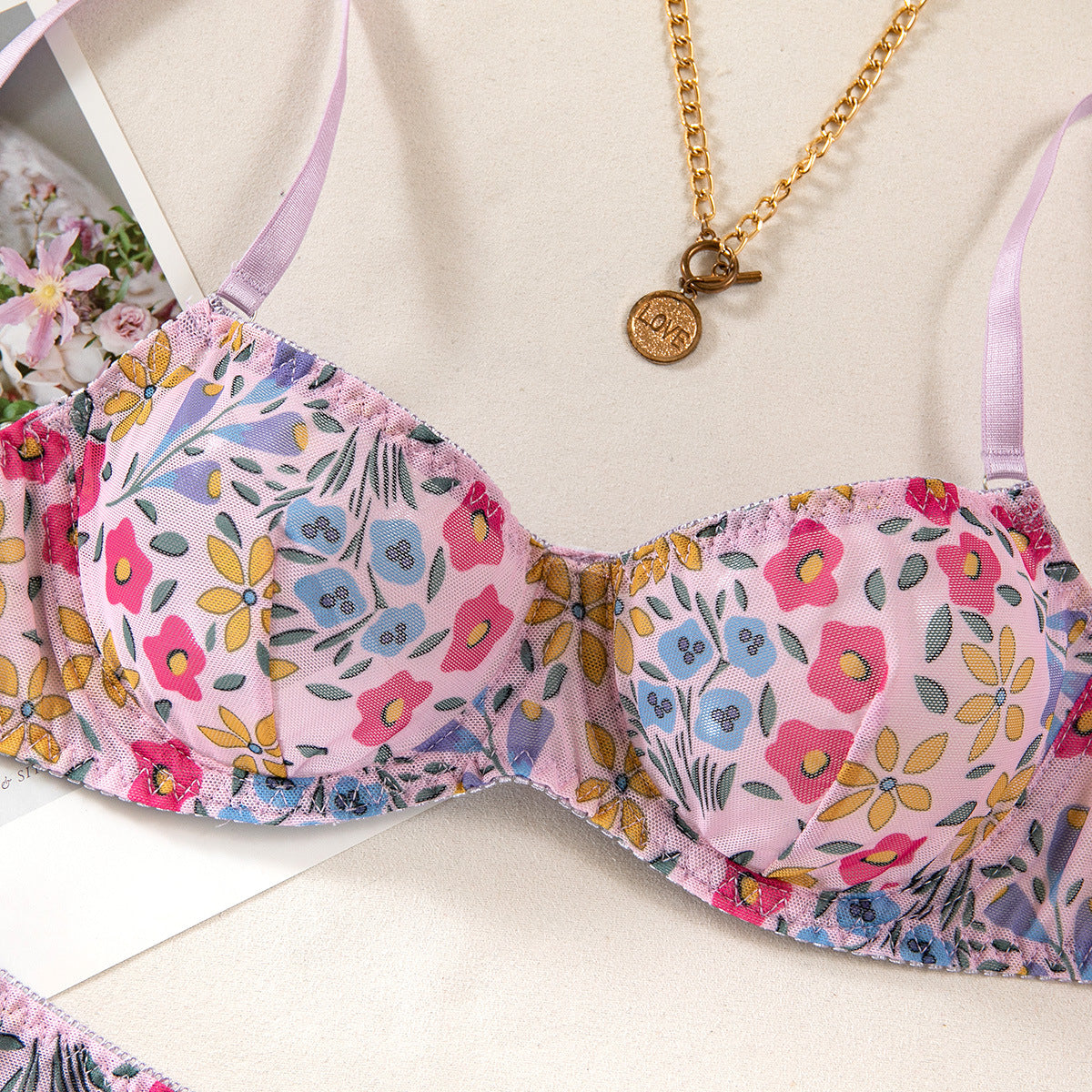 Lavender Flower Fields Lingerie Set