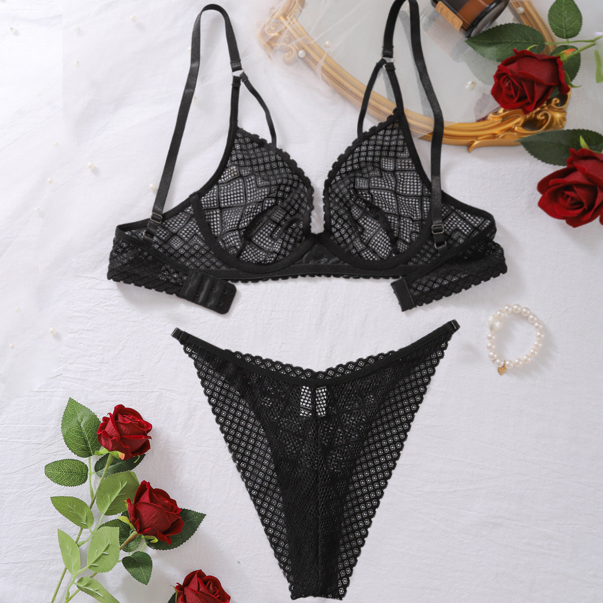 Midnight Shapes Geometric Lingerie Set