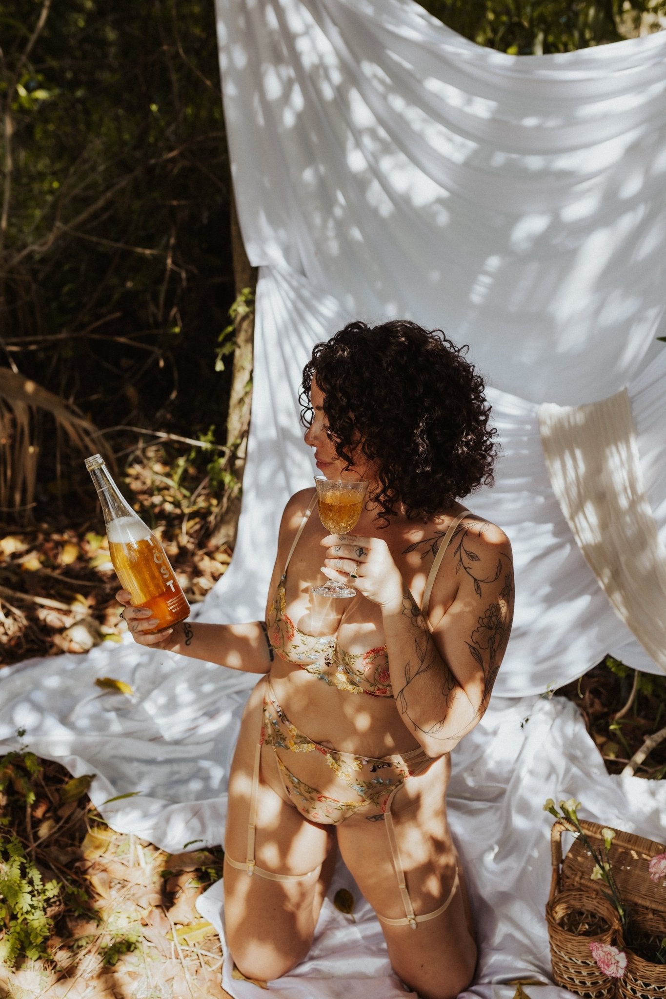 Boho Embroidered Lingerie Set - Khaki - Lovegood Lingerie