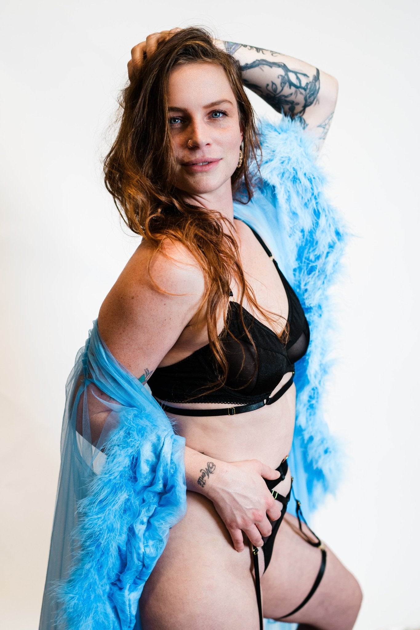 Victoria See - Through Lingerie Set - Black and Red - Lovegood Lingerie