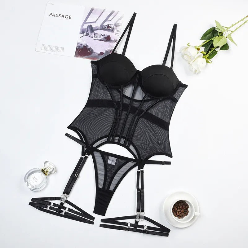 Hot Satin Bustier Lingerie Set