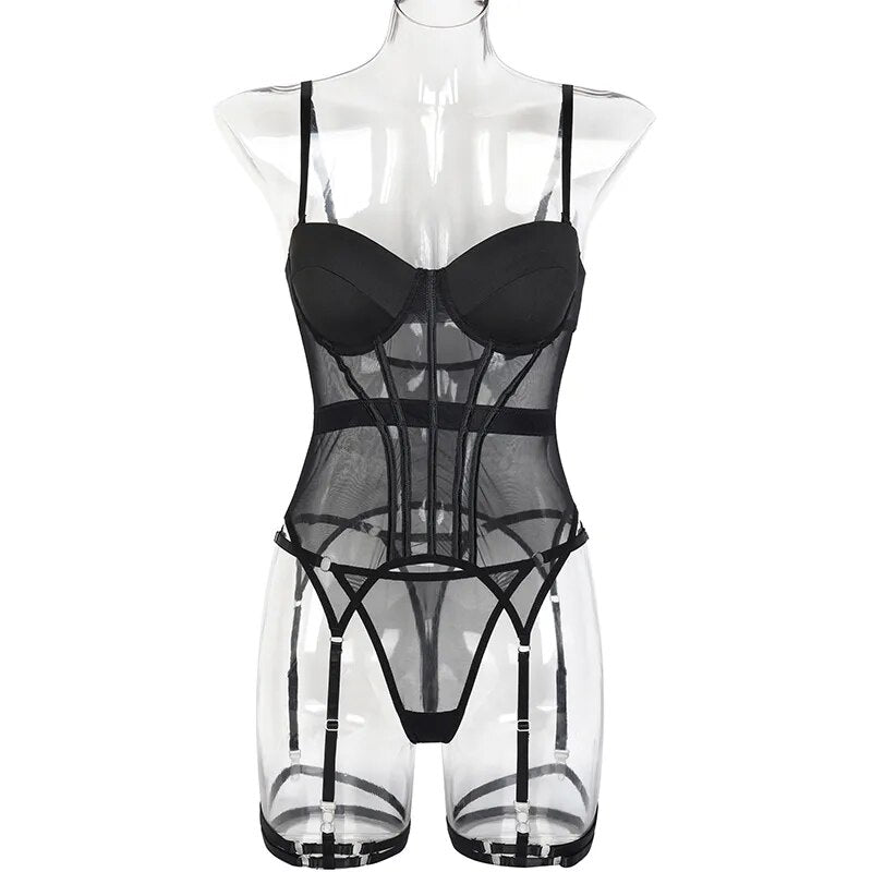 Hot Satin Bustier Lingerie Set