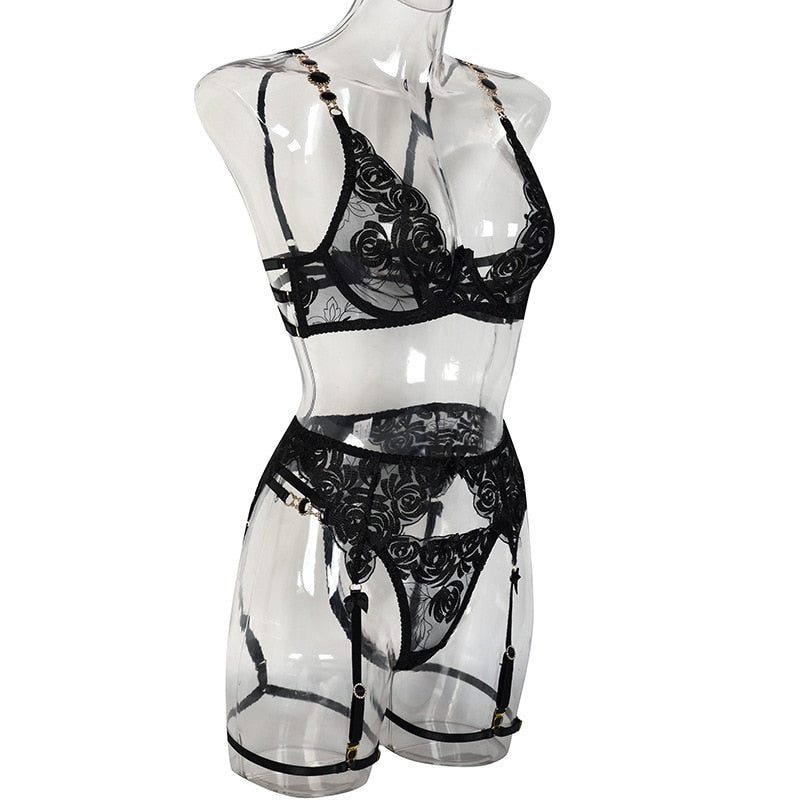 Elegant Black Lace Lingerie Set