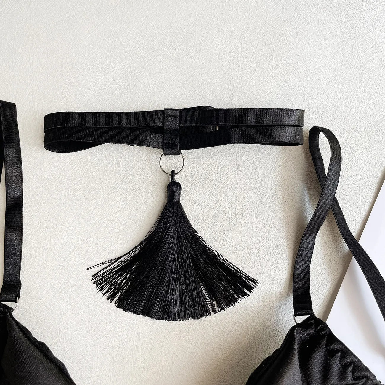 Hot Black Satin Skirt Lingerie Set