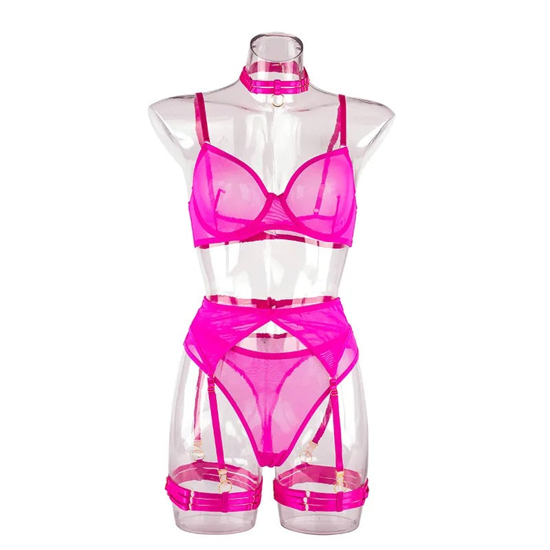 Simply Sexy Lingerie Set - Hot Pink or Santa Red