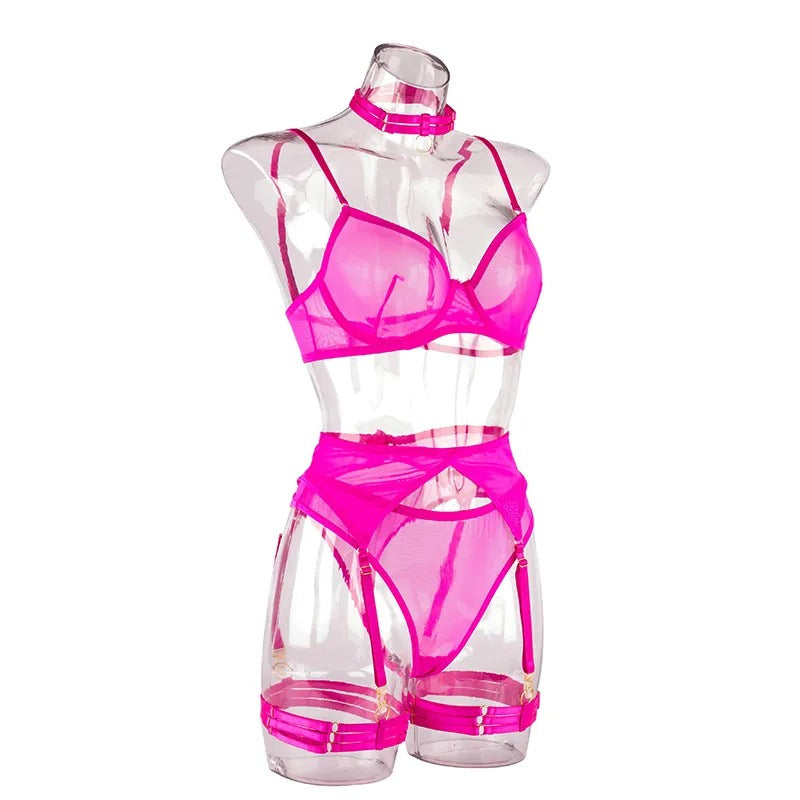 Simply Sexy Lingerie Set - Hot Pink or Santa Red