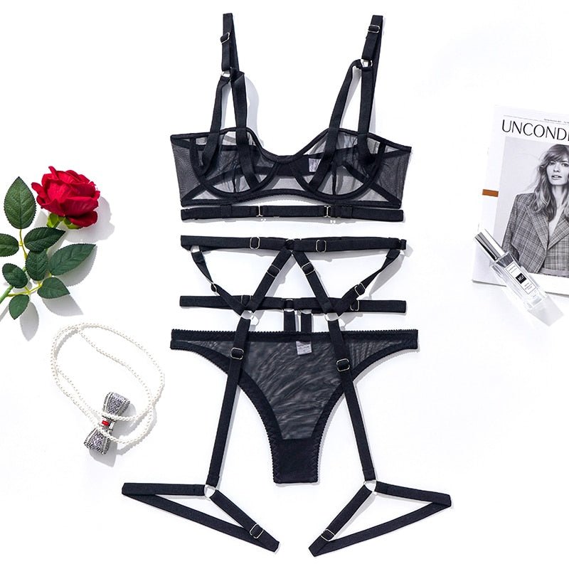 Classic Black Lingerie Set With Straps | Boudoir, Kinky, BDSM Lingerie Classic Black Lingerie Set With Straps | Boudoir, Kinky, BDSM Lingerie