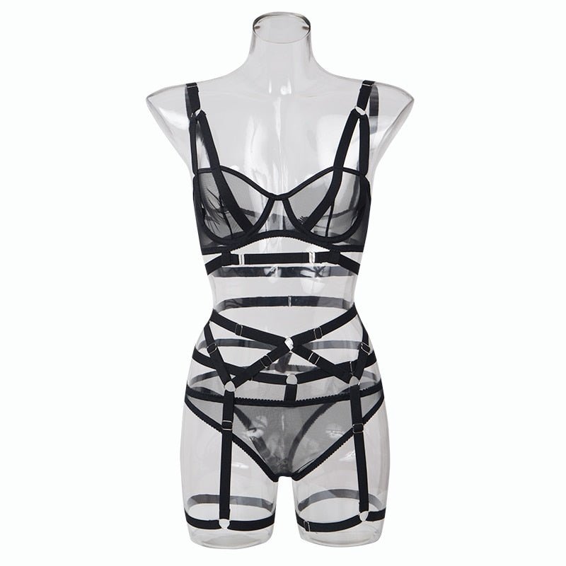 Classic Black Lingerie Set With Straps - Lovegood Lingerie