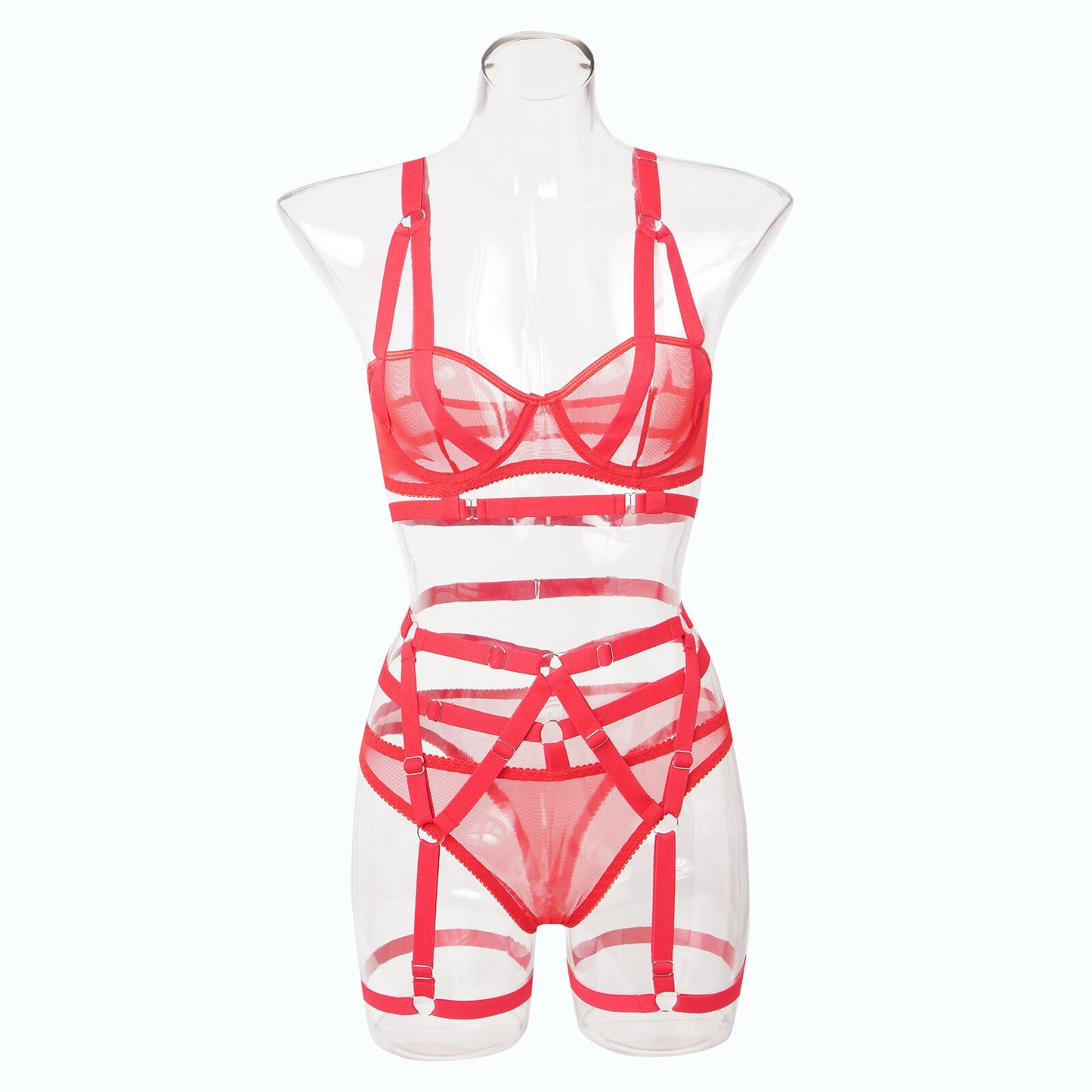 Classic Red Lingerie Set With Straps