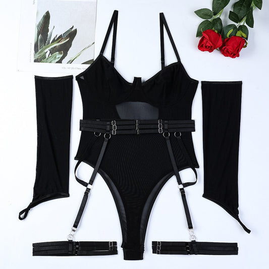The Classic Bodysuit (Black & Blue) - Lovegood Lingerie