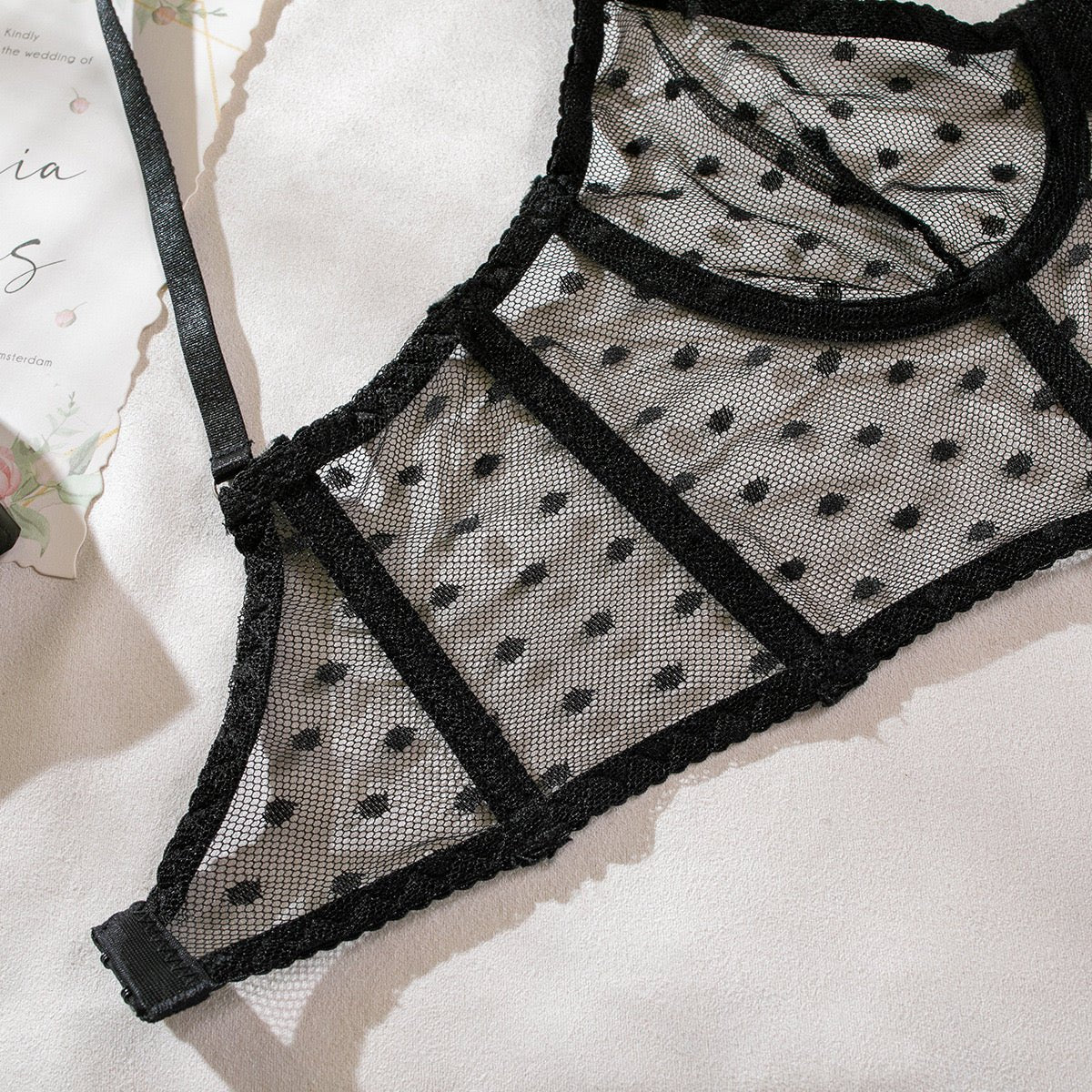 Fiona Polka Dotted Bustier - White, Black, & Red - Lovegood Lingerie