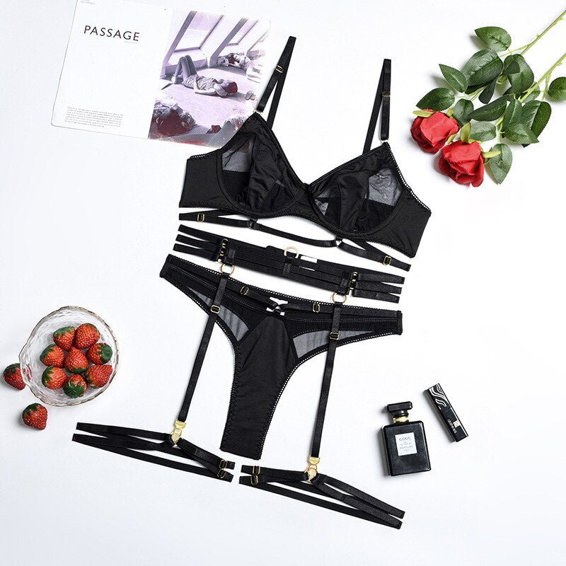 Victoria Black See-Through Lingerie Set , Sexy Boudoir Lingerie