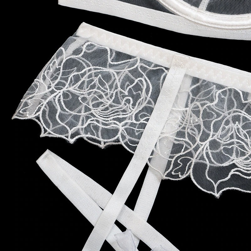 White Flower See Through Bridal Lingerie Set