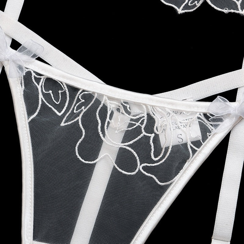 White Flower See Through Bridal Lingerie Set
