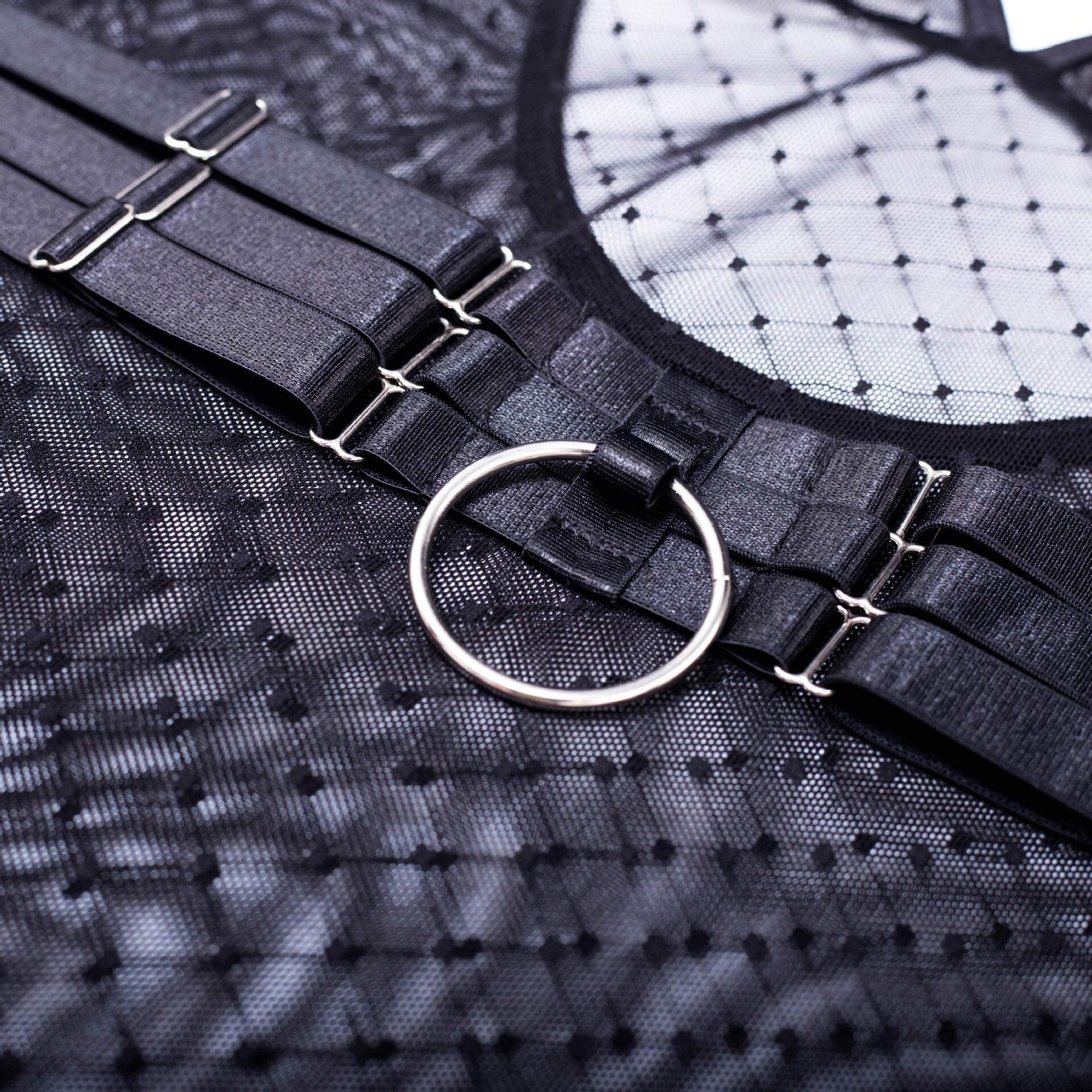 Black Polka Dot Sheer Bodysuit Lingerie - Lovegood Lingerie