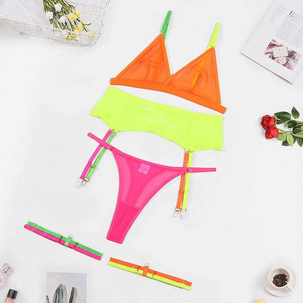 Let's Get Ravey Neon Lingerie Set - Lovegood Lingerie