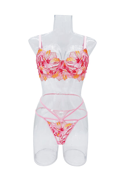 Floral Embroidered Coastal Lingerie Set
