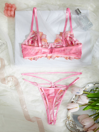 Floral Embroidered Coastal Lingerie Set