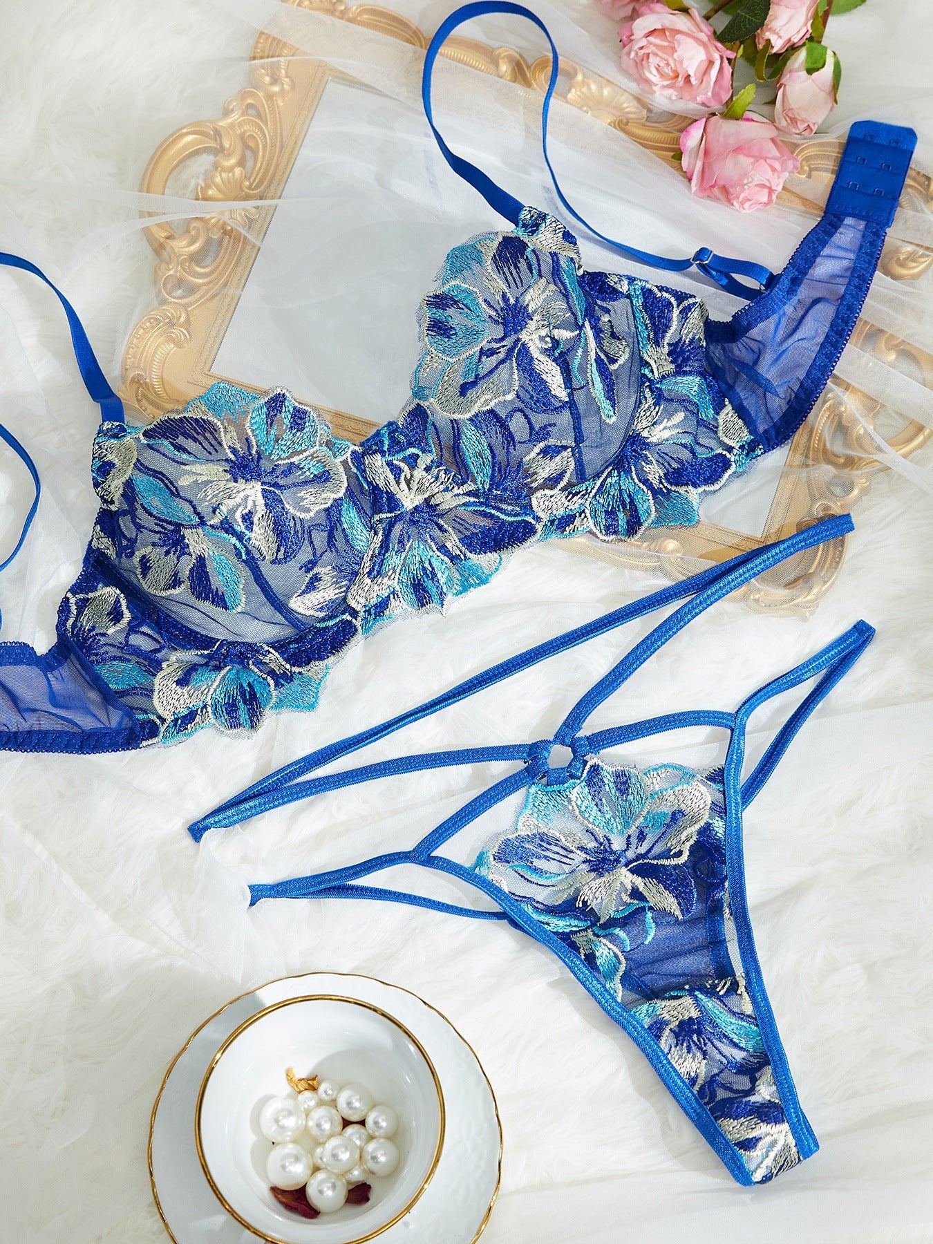 Floral Embroidered Coastal Lingerie Set - Lovegood Lingerie