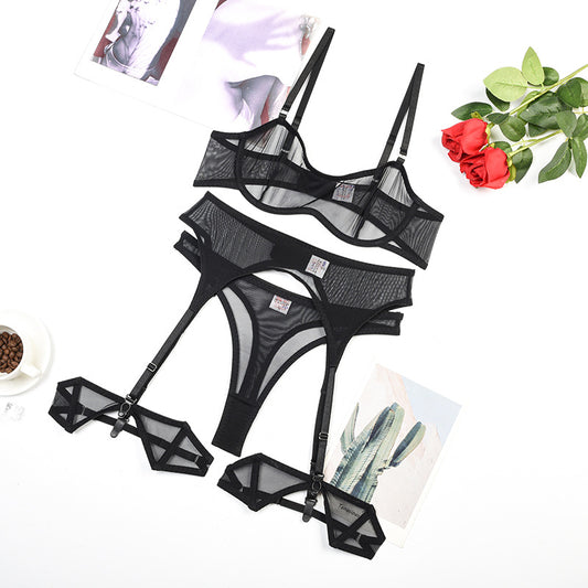 Sensual See Through Black Lingerie Set