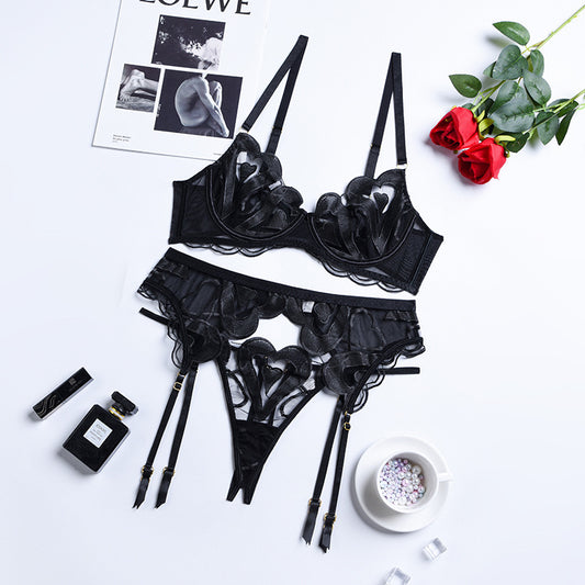 Hearts Lingerie Set - Black