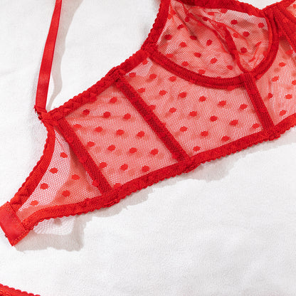 Fiona Polka Dotted Bustier - White, Black, & Red