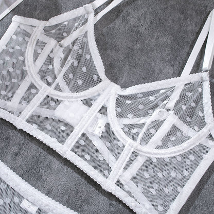 Fiona Polka Dotted Bustier - White, Black, & Red