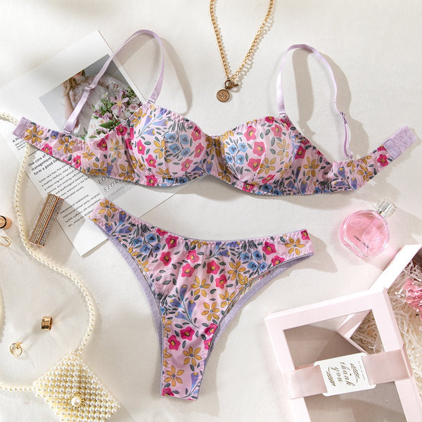 Lavender lingerie set , hippie lingerie set , feminine lingerie set XL by Lovegood lingerie