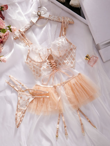 White Bridal Ruffled Lingerie Set