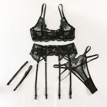 Midnight Bloom Black Floral Lingerie Set