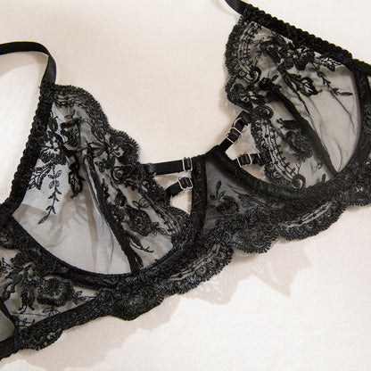 Midnight Bloom Black Floral Lingerie Set