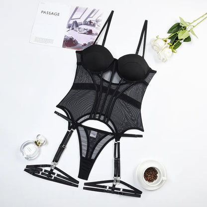 Hot Satin Bustier Lingerie Set