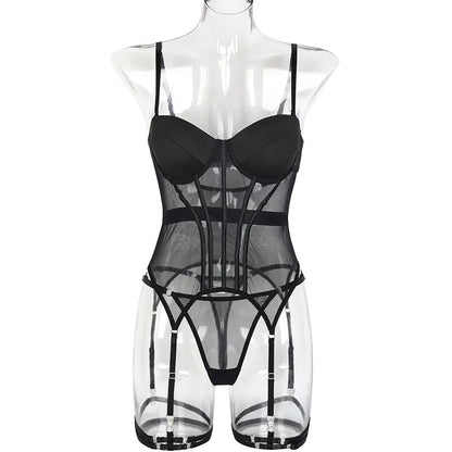 Hot Satin Bustier Lingerie Set