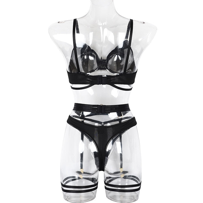 Victoria See-Through Lingerie Set - Black, Red, or White