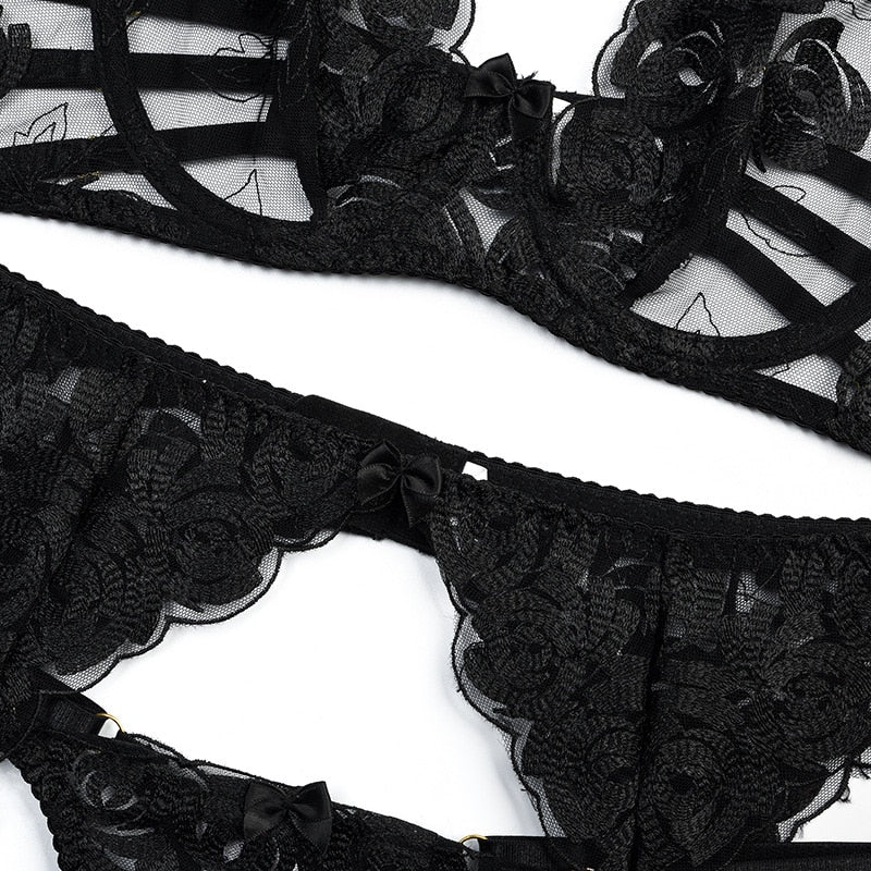 Elegant Black Lace Lingerie Set