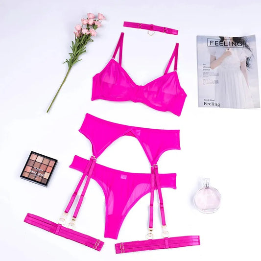 Simply Sexy Lingerie Set - Hot Pink or Santa Red