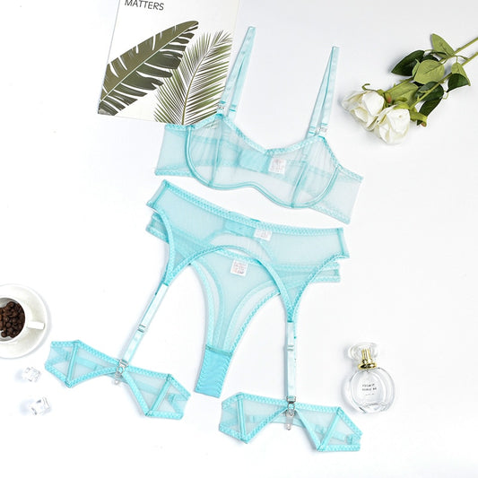 Sensual See Through Mint Lingerie Set