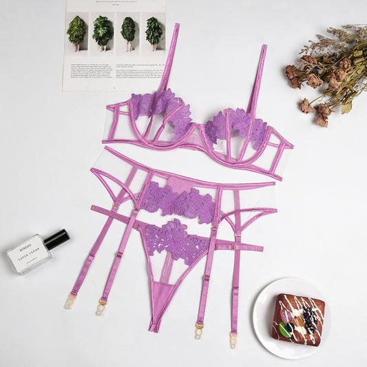 Luxurious Lavender Floral Lingerie Set