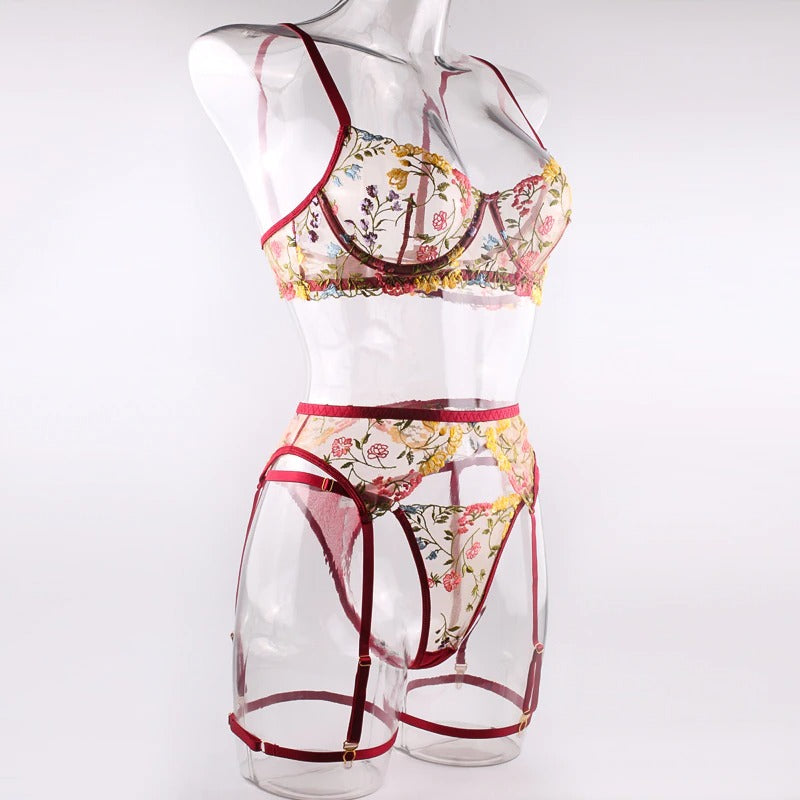Bra and Panty Set,embroidered Bra Top,transparent Lingerie,cute