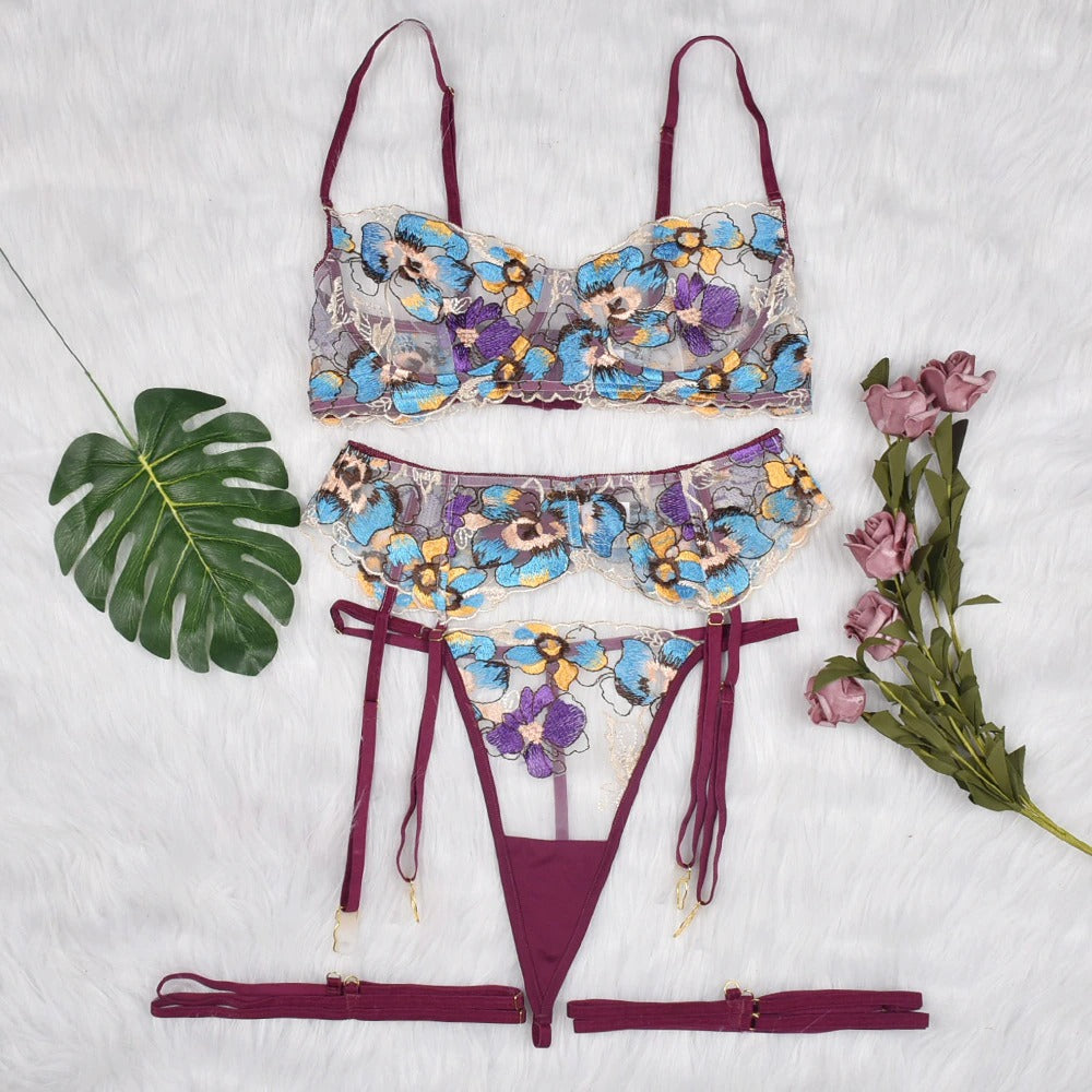 New women's sexy see-through floral lingerie set – KesleyBoutique