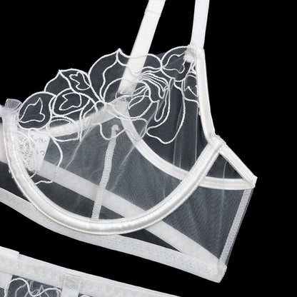 White Flower See Through Bridal Lingerie Set